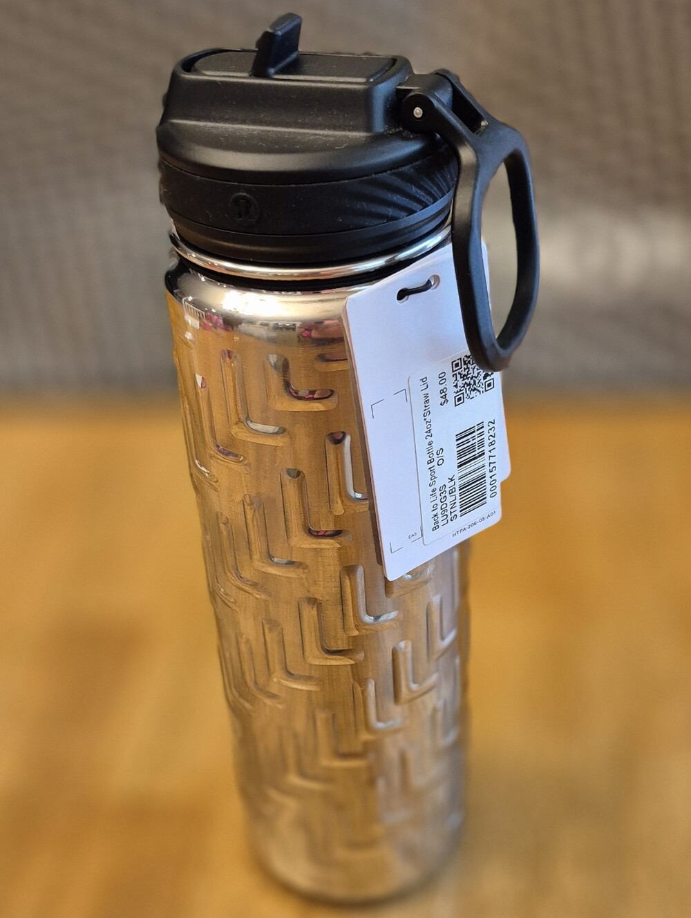 Lululemon Stainless Steel Back To Life 24 Oz Water Bottle Black Lid L LOGO